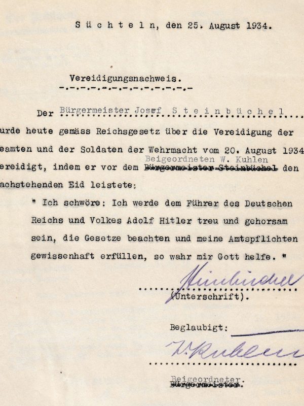 Steinbüchel leistet den Führereid